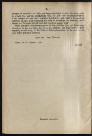 Post- und Telegraphen-Verordnungsblatt für das Verwaltungsgebiet des K.-K. Handelsministeriums 19370102 Seite: 2