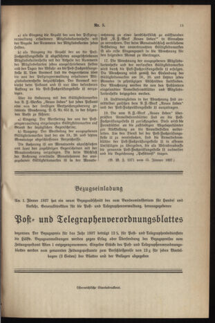 Post- und Telegraphen-Verordnungsblatt für das Verwaltungsgebiet des K.-K. Handelsministeriums 19370119 Seite: 3