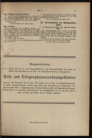 Post- und Telegraphen-Verordnungsblatt für das Verwaltungsgebiet des K.-K. Handelsministeriums 19370203 Seite: 7