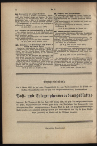 Post- und Telegraphen-Verordnungsblatt für das Verwaltungsgebiet des K.-K. Handelsministeriums 19370208 Seite: 6