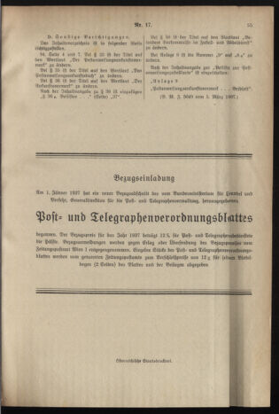 Post- und Telegraphen-Verordnungsblatt für das Verwaltungsgebiet des K.-K. Handelsministeriums 19370322 Seite: 11