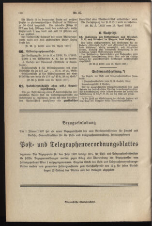 Post- und Telegraphen-Verordnungsblatt für das Verwaltungsgebiet des K.-K. Handelsministeriums 19370422 Seite: 2