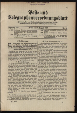 Post- und Telegraphen-Verordnungsblatt für das Verwaltungsgebiet des K.-K. Handelsministeriums 19370816 Seite: 1