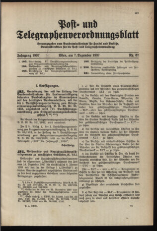 Post- und Telegraphen-Verordnungsblatt für das Verwaltungsgebiet des K.-K. Handelsministeriums 19371207 Seite: 1