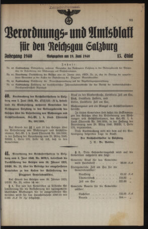 Verordnungs- und Amtsblatt für den Reichsgau Salzburg 19400619 Seite: 1