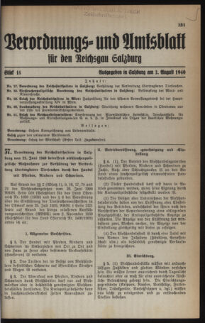 Verordnungs- und Amtsblatt für den Reichsgau Salzburg 19400803 Seite: 1