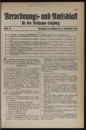 Verordnungs- und Amtsblatt für den Reichsgau Salzburg 19400928 Seite: 1