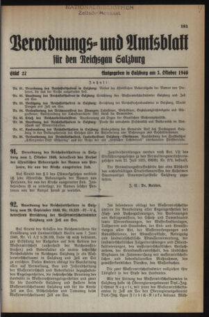 Verordnungs- und Amtsblatt für den Reichsgau Salzburg