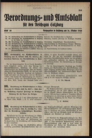 Verordnungs- und Amtsblatt für den Reichsgau Salzburg 19401026 Seite: 1