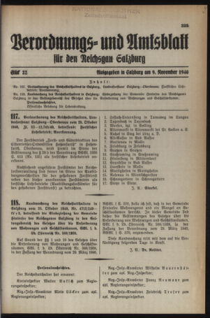 Verordnungs- und Amtsblatt für den Reichsgau Salzburg 19401109 Seite: 1