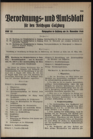 Verordnungs- und Amtsblatt für den Reichsgau Salzburg 19401130 Seite: 1