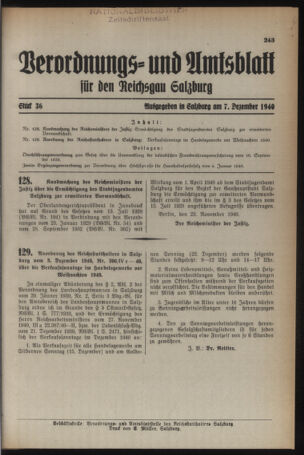 Verordnungs- und Amtsblatt für den Reichsgau Salzburg 19401207 Seite: 1