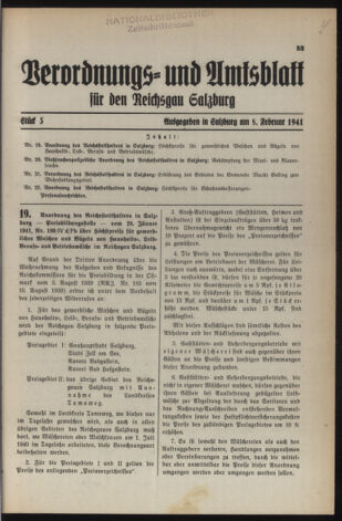 Verordnungs- und Amtsblatt für den Reichsgau Salzburg 19410208 Seite: 1