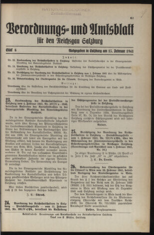 Verordnungs- und Amtsblatt für den Reichsgau Salzburg 19410215 Seite: 1