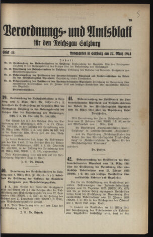 Verordnungs- und Amtsblatt für den Reichsgau Salzburg 19410322 Seite: 1