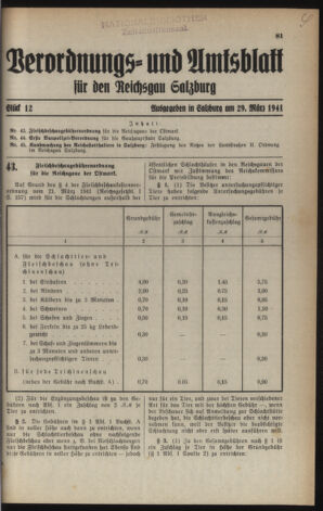 Verordnungs- und Amtsblatt für den Reichsgau Salzburg 19410329 Seite: 1