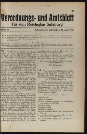 Verordnungs- und Amtsblatt für den Reichsgau Salzburg 19410419 Seite: 1