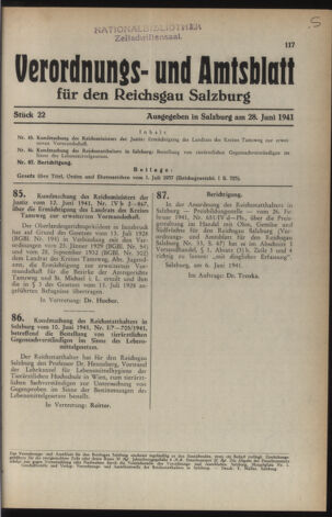 Verordnungs- und Amtsblatt für den Reichsgau Salzburg 19410628 Seite: 1