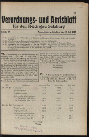 Verordnungs- und Amtsblatt für den Reichsgau Salzburg 19410719 Seite: 1