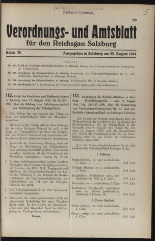 Verordnungs- und Amtsblatt für den Reichsgau Salzburg 19410823 Seite: 1