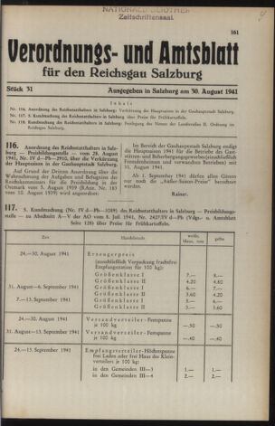 Verordnungs- und Amtsblatt für den Reichsgau Salzburg 19410830 Seite: 1