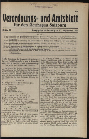 Verordnungs- und Amtsblatt für den Reichsgau Salzburg 19410913 Seite: 1