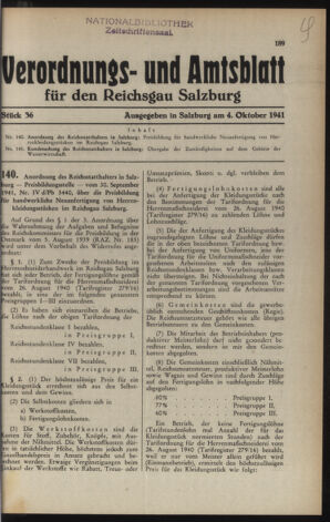 Verordnungs- und Amtsblatt für den Reichsgau Salzburg 19411004 Seite: 1