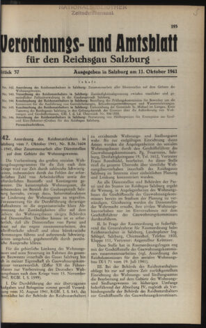 Verordnungs- und Amtsblatt für den Reichsgau Salzburg 19411011 Seite: 1