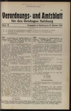 Verordnungs- und Amtsblatt für den Reichsgau Salzburg