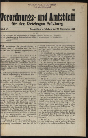 Verordnungs- und Amtsblatt für den Reichsgau Salzburg 19411122 Seite: 1