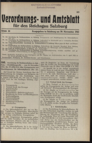 Verordnungs- und Amtsblatt für den Reichsgau Salzburg 19411129 Seite: 1