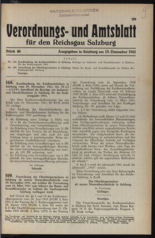 Verordnungs- und Amtsblatt für den Reichsgau Salzburg 19411213 Seite: 1