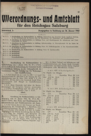 Verordnungs- und Amtsblatt für den Reichsgau Salzburg 19420124 Seite: 1