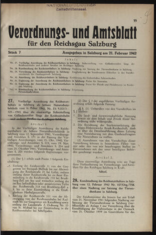 Verordnungs- und Amtsblatt für den Reichsgau Salzburg 19420221 Seite: 1