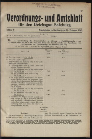 Verordnungs- und Amtsblatt für den Reichsgau Salzburg 19420228 Seite: 1