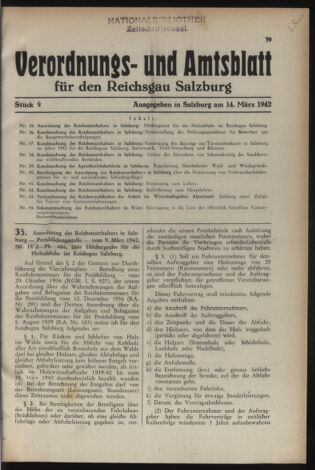 Verordnungs- und Amtsblatt für den Reichsgau Salzburg 19420314 Seite: 1