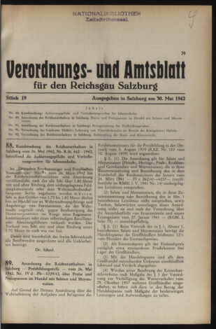 Verordnungs- und Amtsblatt für den Reichsgau Salzburg 19420530 Seite: 1