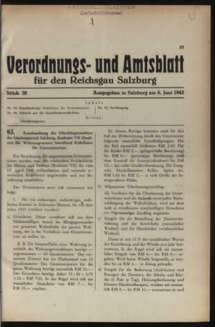 Verordnungs- und Amtsblatt für den Reichsgau Salzburg 19420606 Seite: 1