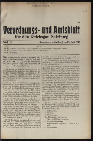 Verordnungs- und Amtsblatt für den Reichsgau Salzburg