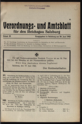 Verordnungs- und Amtsblatt für den Reichsgau Salzburg