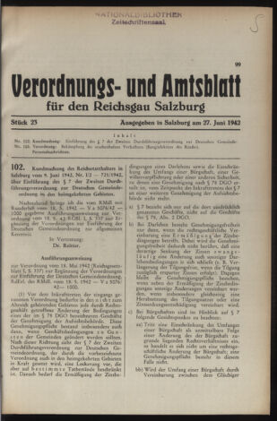 Verordnungs- und Amtsblatt für den Reichsgau Salzburg 19420627 Seite: 1