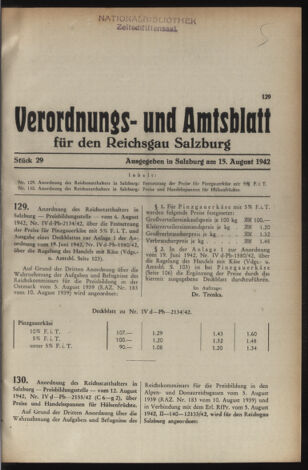 Verordnungs- und Amtsblatt für den Reichsgau Salzburg 19420815 Seite: 1