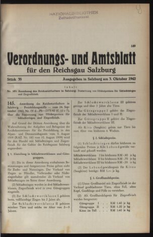 Verordnungs- und Amtsblatt für den Reichsgau Salzburg 19421003 Seite: 1