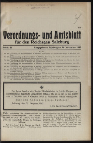 Verordnungs- und Amtsblatt für den Reichsgau Salzburg 19421114 Seite: 1