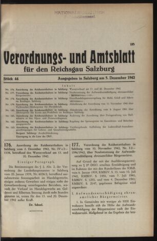 Verordnungs- und Amtsblatt für den Reichsgau Salzburg