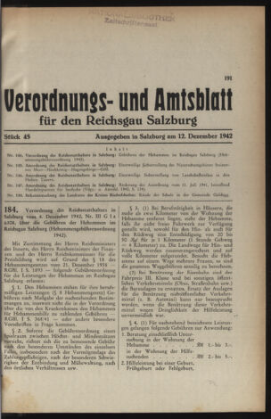 Verordnungs- und Amtsblatt für den Reichsgau Salzburg 19421212 Seite: 1