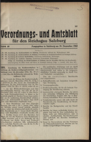 Verordnungs- und Amtsblatt für den Reichsgau Salzburg 19421219 Seite: 1