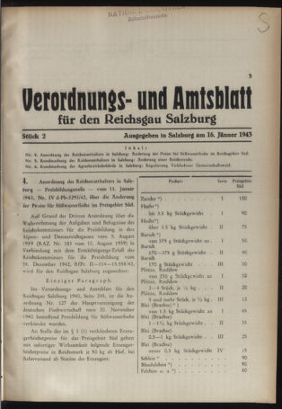 Verordnungs- und Amtsblatt für den Reichsgau Salzburg 19430116 Seite: 1