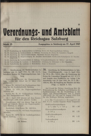 Verordnungs- und Amtsblatt für den Reichsgau Salzburg