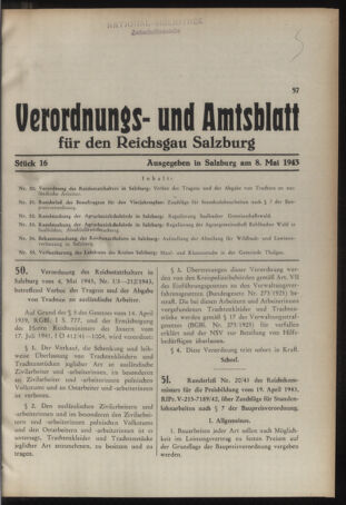 Verordnungs- und Amtsblatt für den Reichsgau Salzburg 19430508 Seite: 1